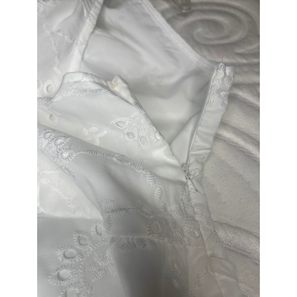 SHEIN White Eyelet Embroidered Midi Dress Sleeveless V-Neck Tie Back Size M - Picture 6 of 6